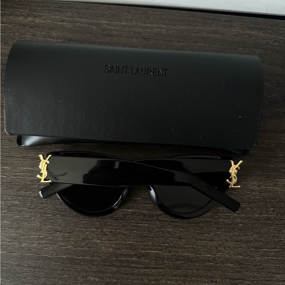 Saint Laurent Black Sunglasses with Gold Accents